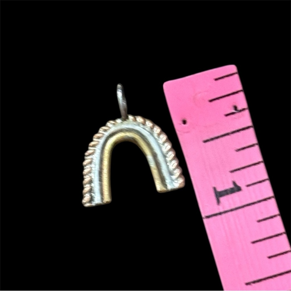 Handcrafted Sterling Silver Mixed Metal Rainbow Charm / Pendant - Picture 3 of 4